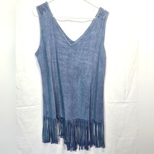 Emma G Blue Fringe Sleeveless Top